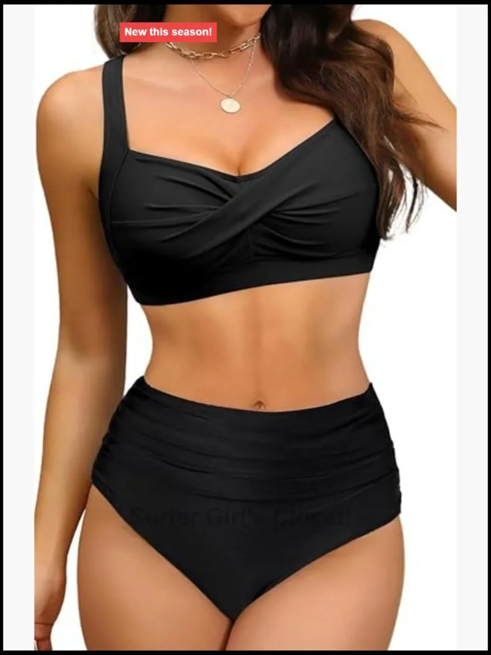 Twist Front Padded High Waisted Ruched Bikini Set Two Piece Bathing Suit